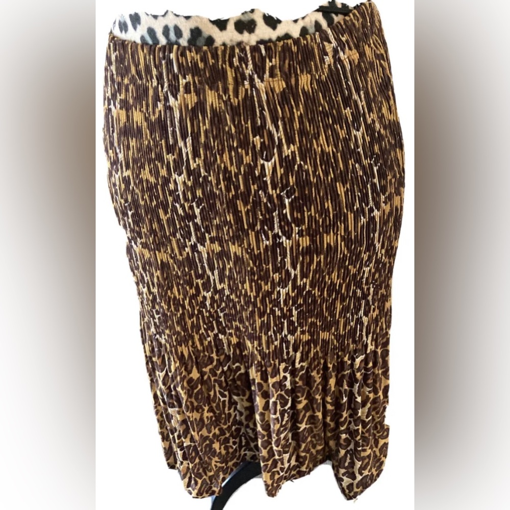 Allison Taylor pleated skirt L cheetah animal print midi Leopard Animal Print